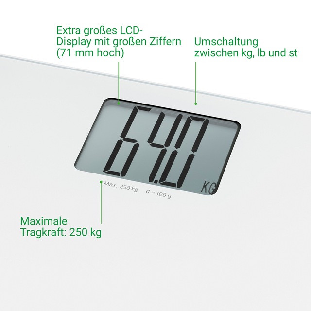 Medisana Personenwaage »PS 470 XL« Extra grosses LCD-Display mit grossen Ziffern, Tragkraft 250 kg