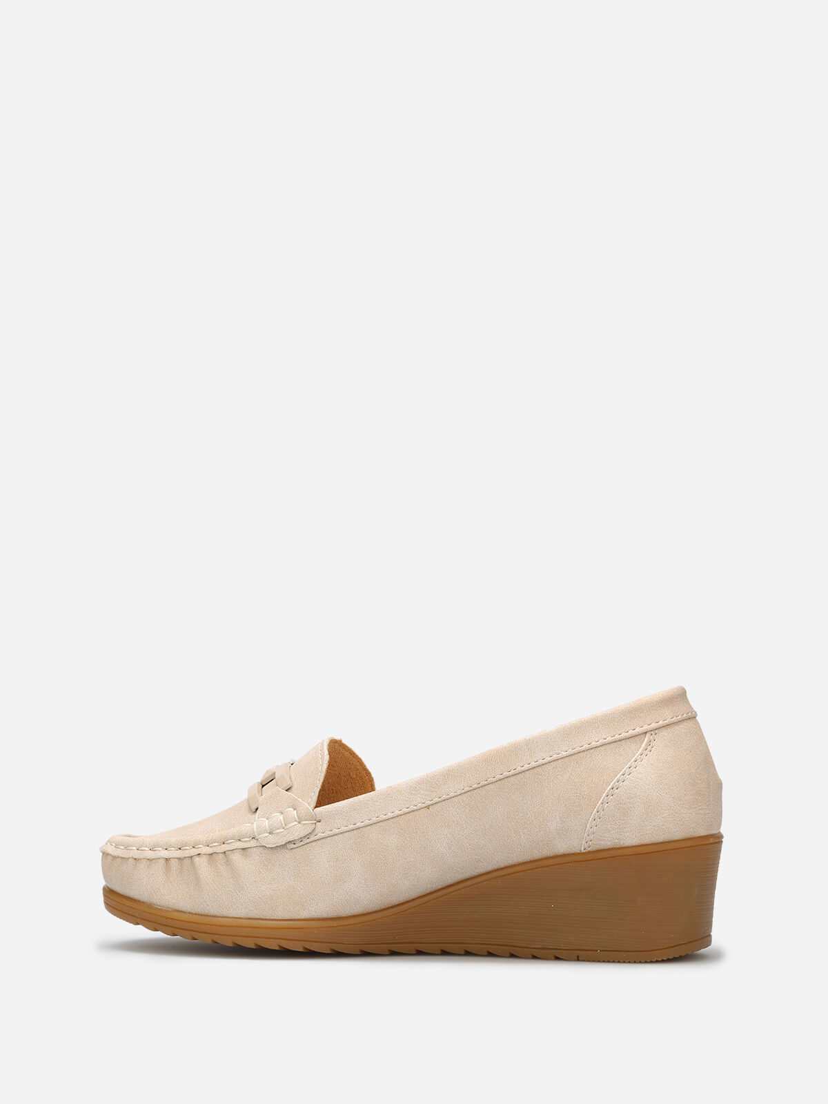 Mocassins compensés avec bride- Beige