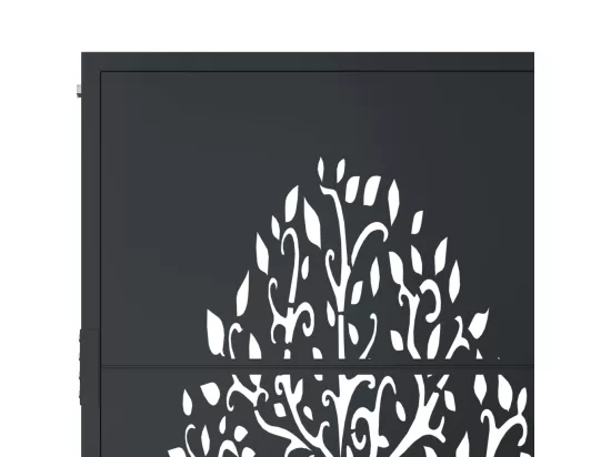 Portail de jardin anthracite 105x130cm acier conception d'arbre