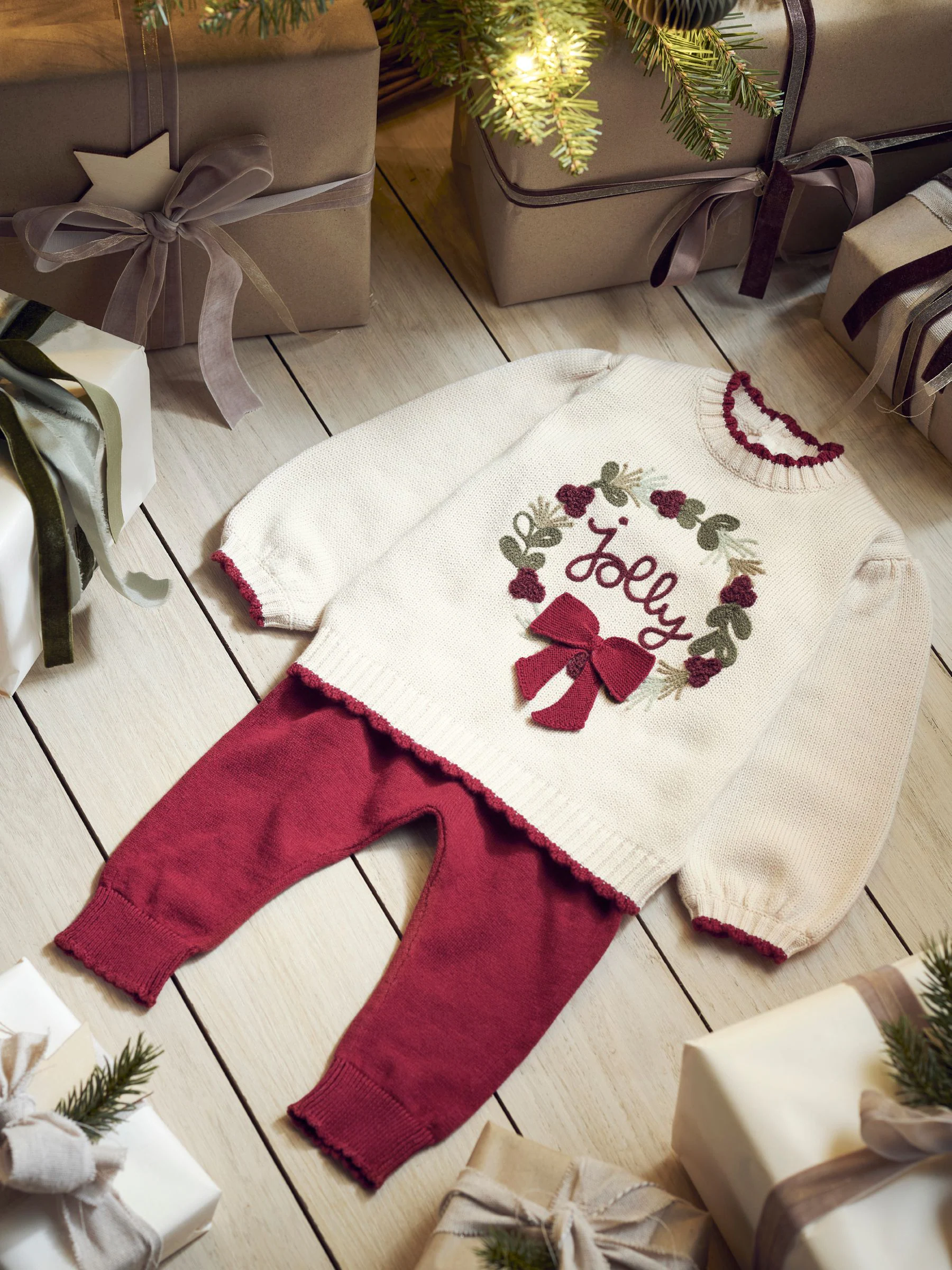 Mamas & Papas kerstset van top en legging met krans