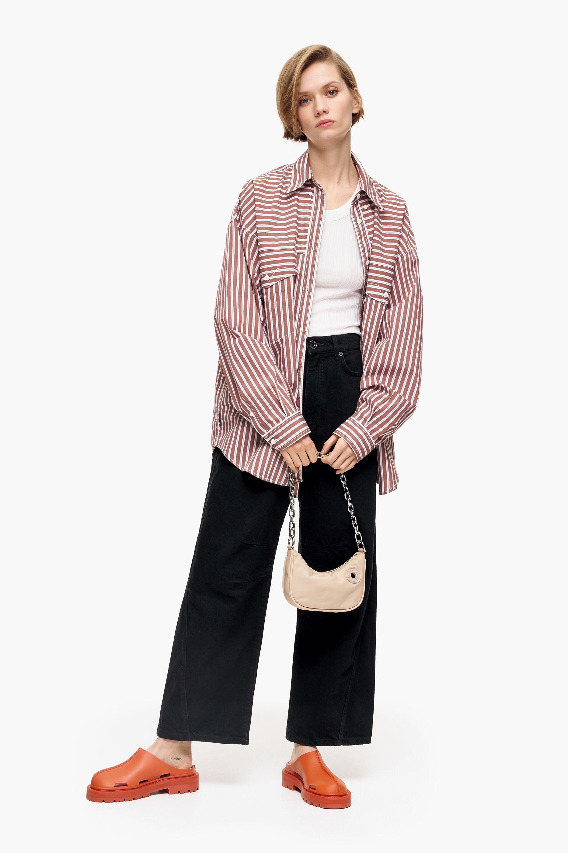 Camisa de popeline marrom oversized