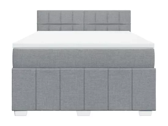 Sommier à lattes de lit avec matelas Gris clair 140x190cm Tissu