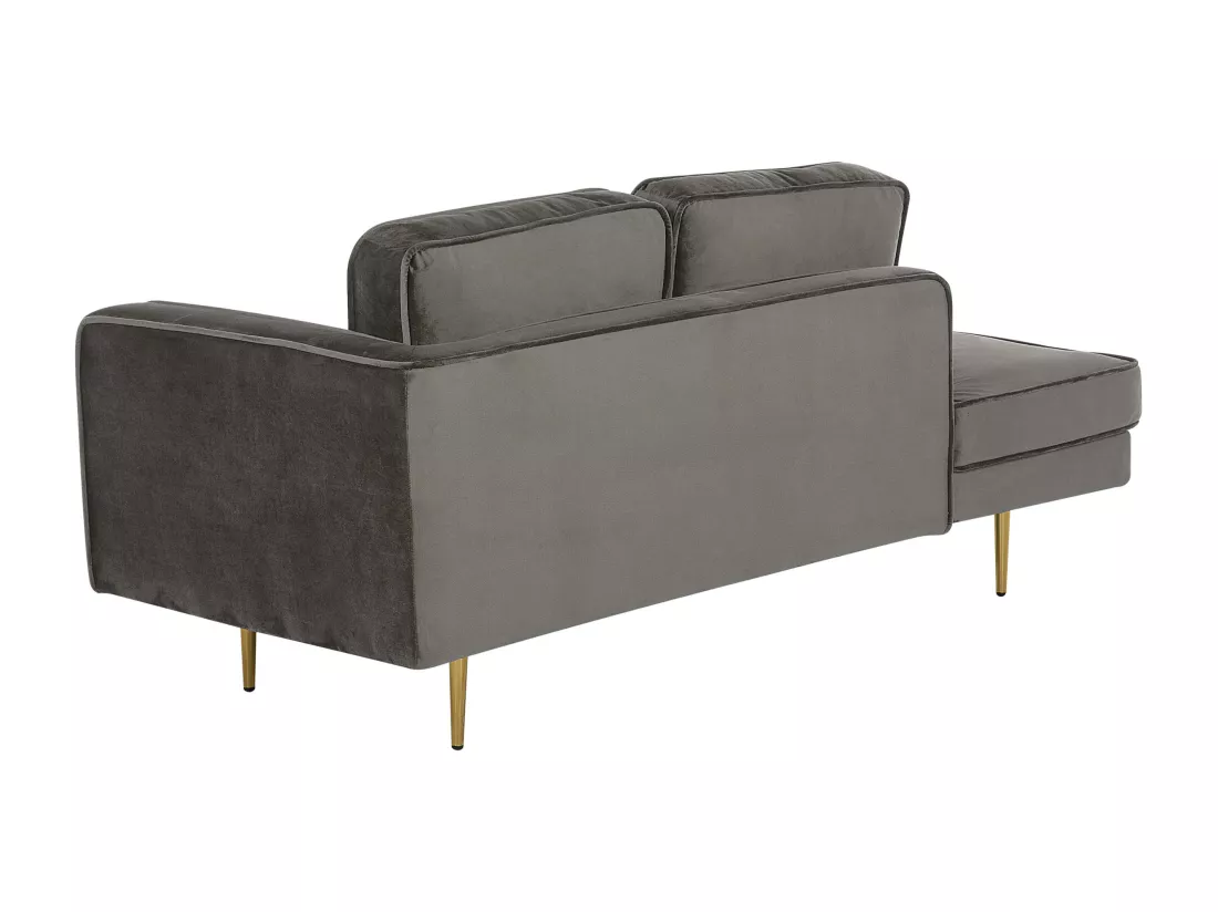 Méridienne en velours gris taupe côté droit MIRAMAS