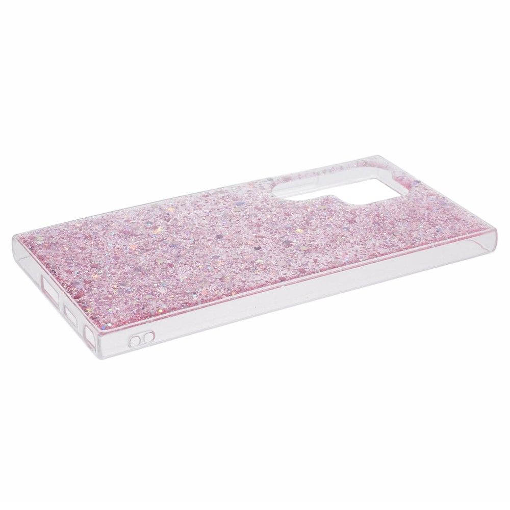 Samsung Galaxy S24 Ultra Gummi Case Schutzhülle im Glitzer Design - Rosa / Transparent