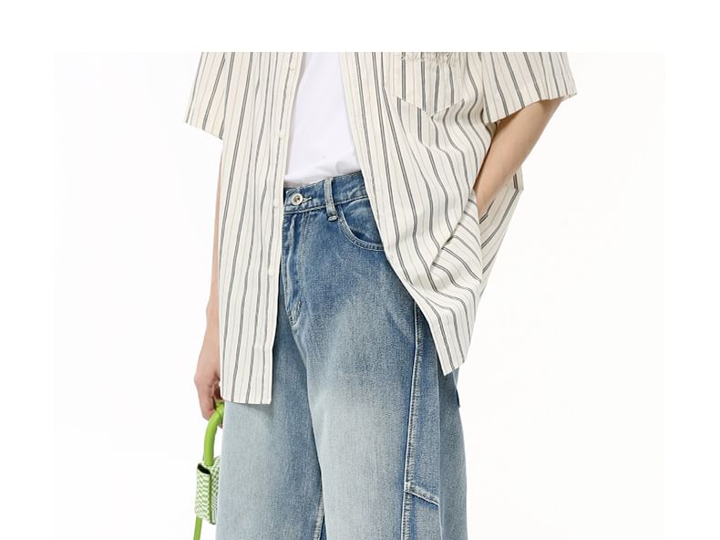 FAERIS - Mid Rise Washed Loose Fit Jeans