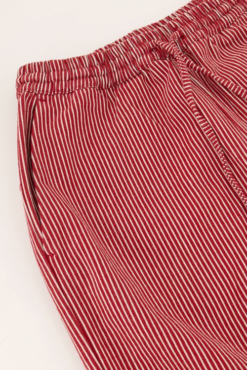 Rood-wit gestreepte wide leg broek met elastieken band