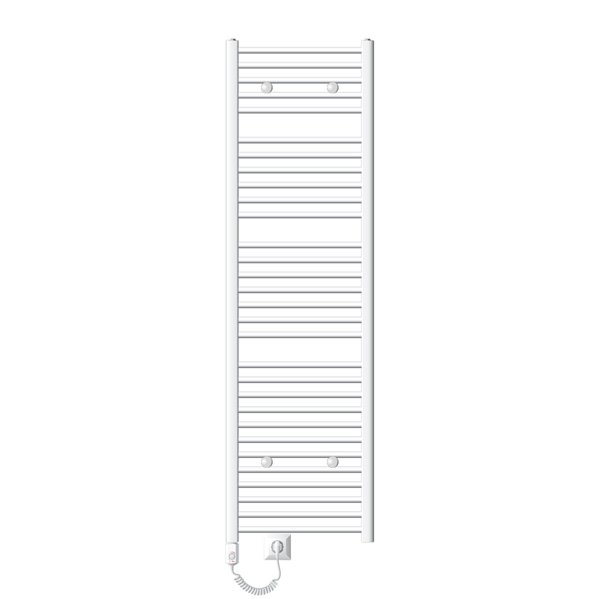 LuxeBath Elektrische Badkamerradiator Sahara 500x1800 mm Wit Rechte Zijaansluiting & Verwarmingselement 1200W met Thermostaat & Digitaal Display, Handdoekradiator met Verwarmingspatroon, Handdoekwarmer Handdoekdroger