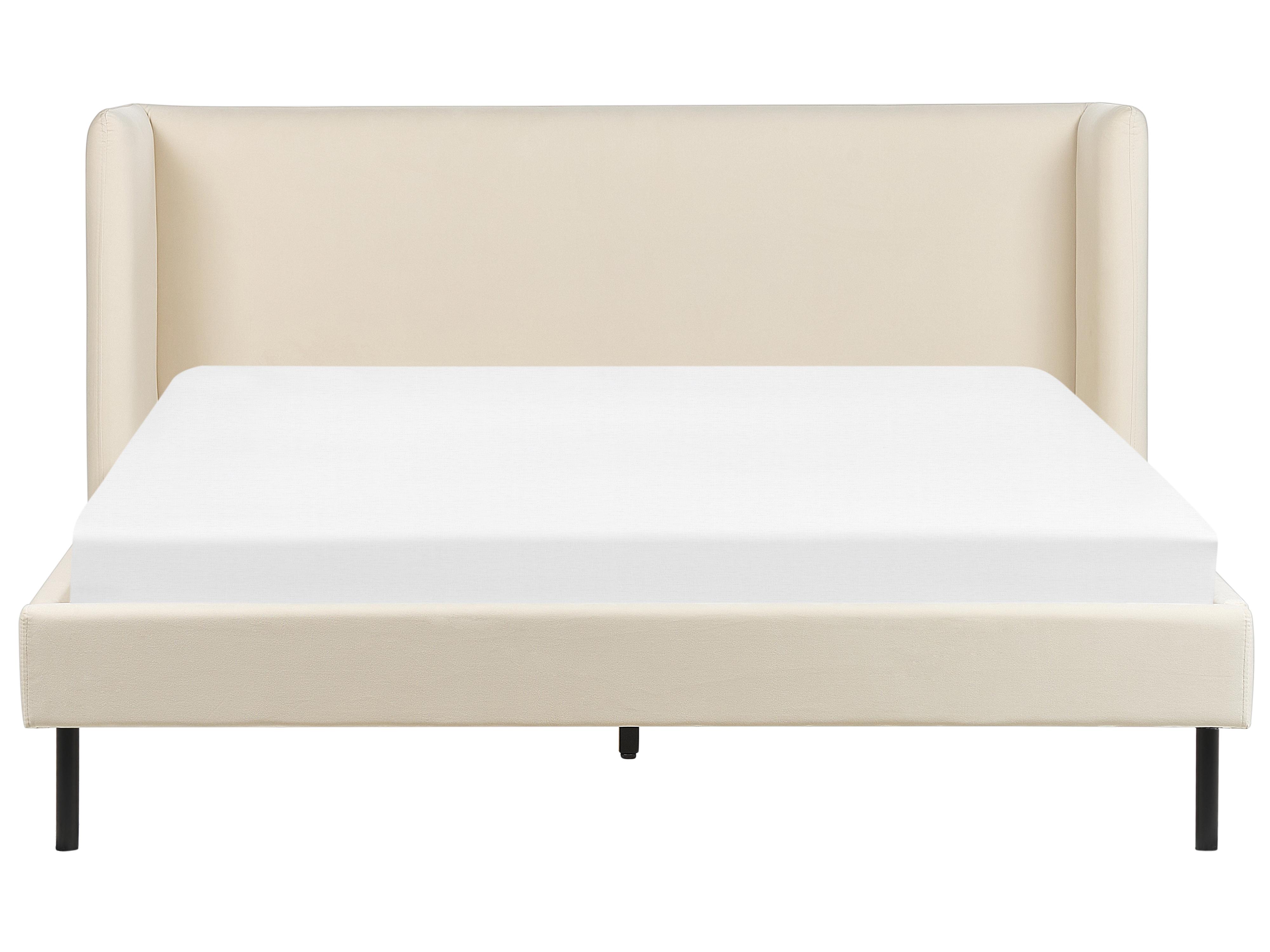 Bed Fluweel ARETTE 160 x 200 cm Lichtbeige