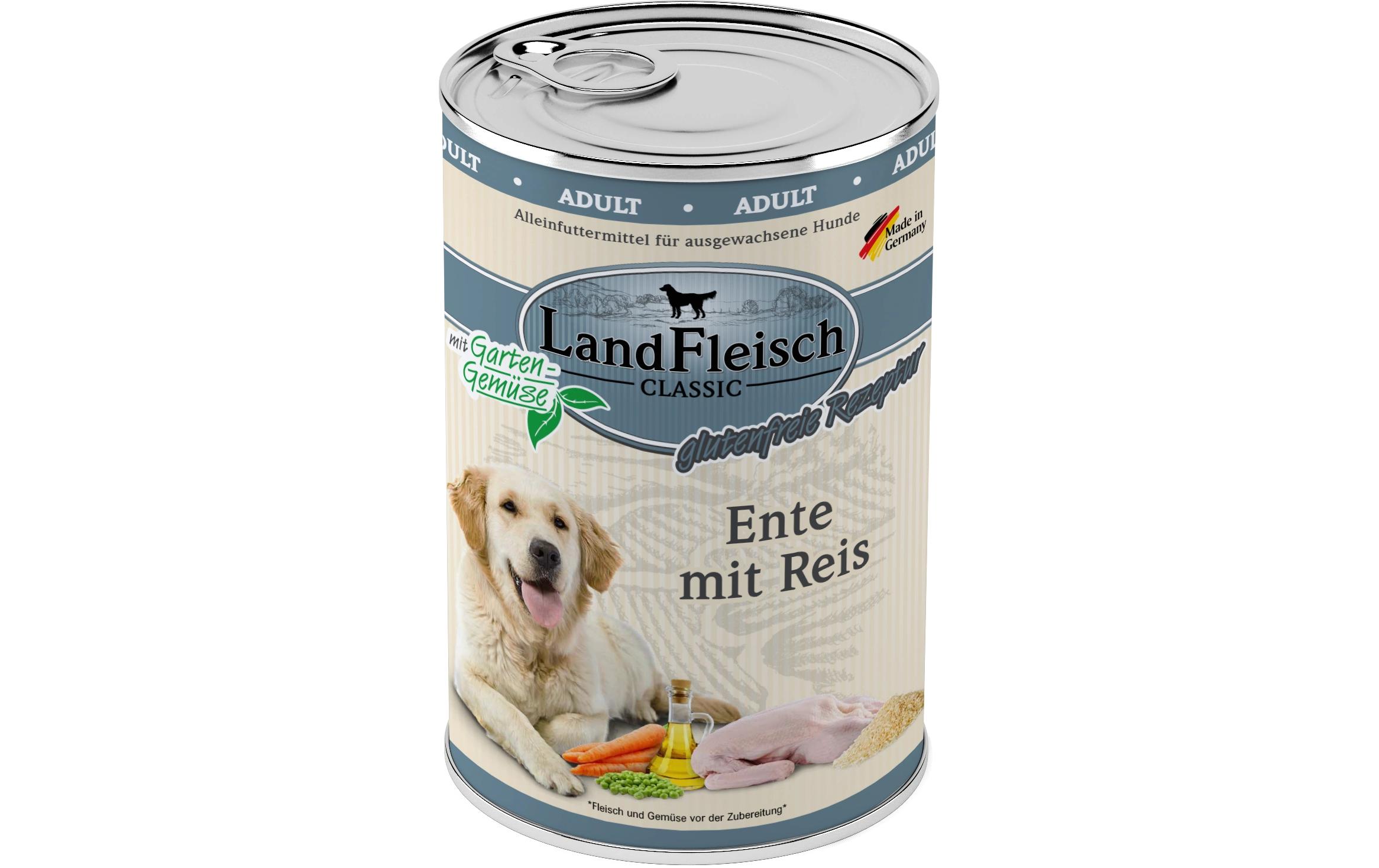 Nassfutter Classic Ente mit Reis, 6 x 400 gHochwertiges Nassfutter für ausgewachsene Hunde