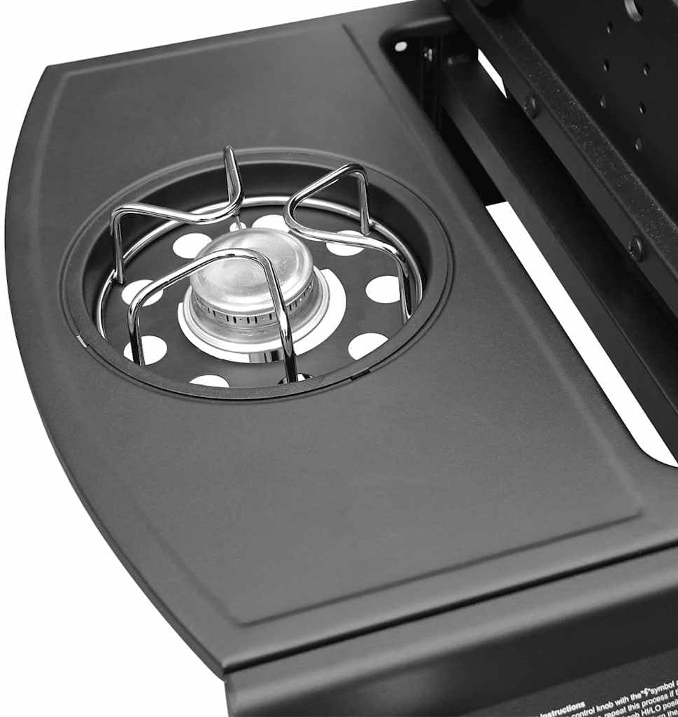 vidaXL Gasgrill mit 4 Brennern 1 Seitenbrenner BBQ Grill Standgrill Grillwagen Grillstation Gartengrill Wagengrill Barbecue Schwarz Silbern