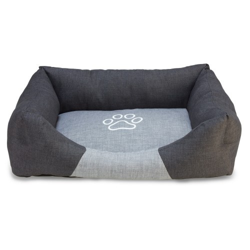 Cama quadrada para cães Arquivet, preta e cinza.