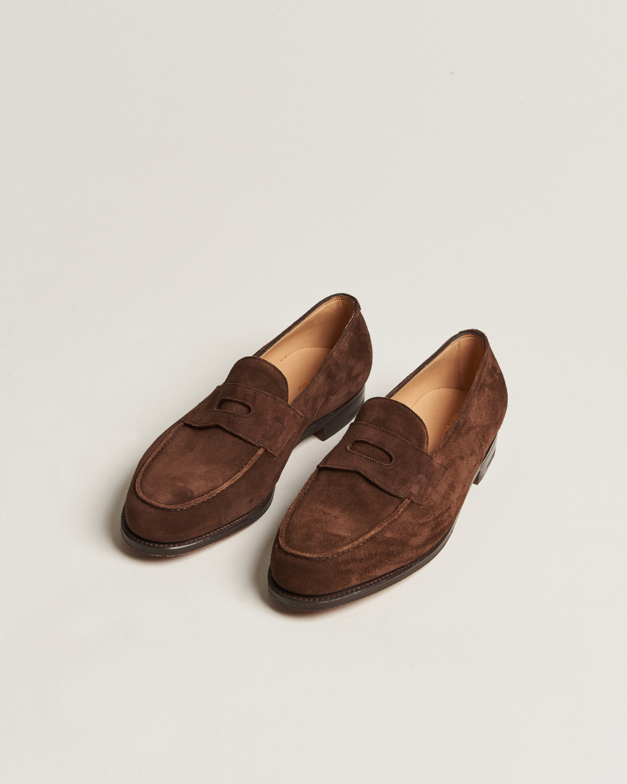 John Lobb Lopez Penny Loafer Dark Brown Suede