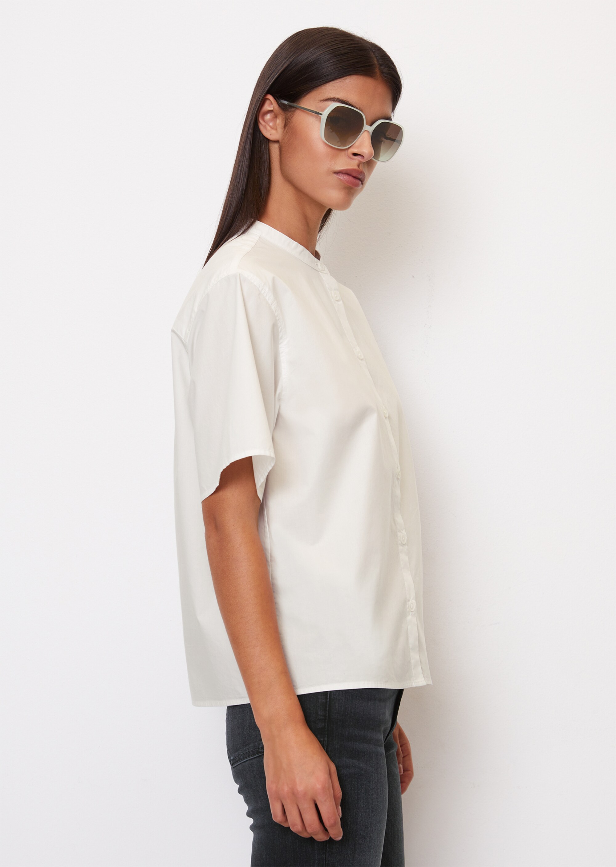 Popeline-Kurzarm-Bluse aus Organic Cotton