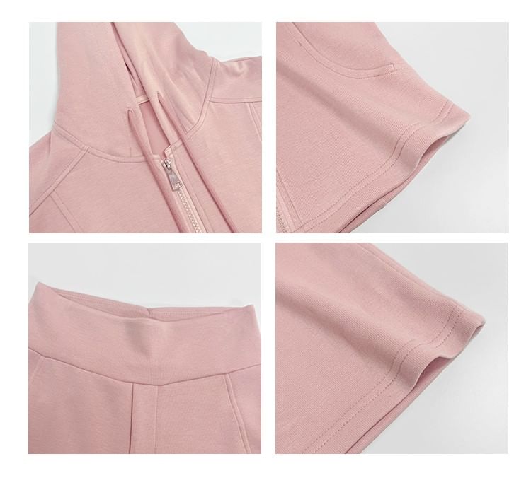 Shira - Cropped sweatshirt met capuchon / High-rise flared joggingbroek