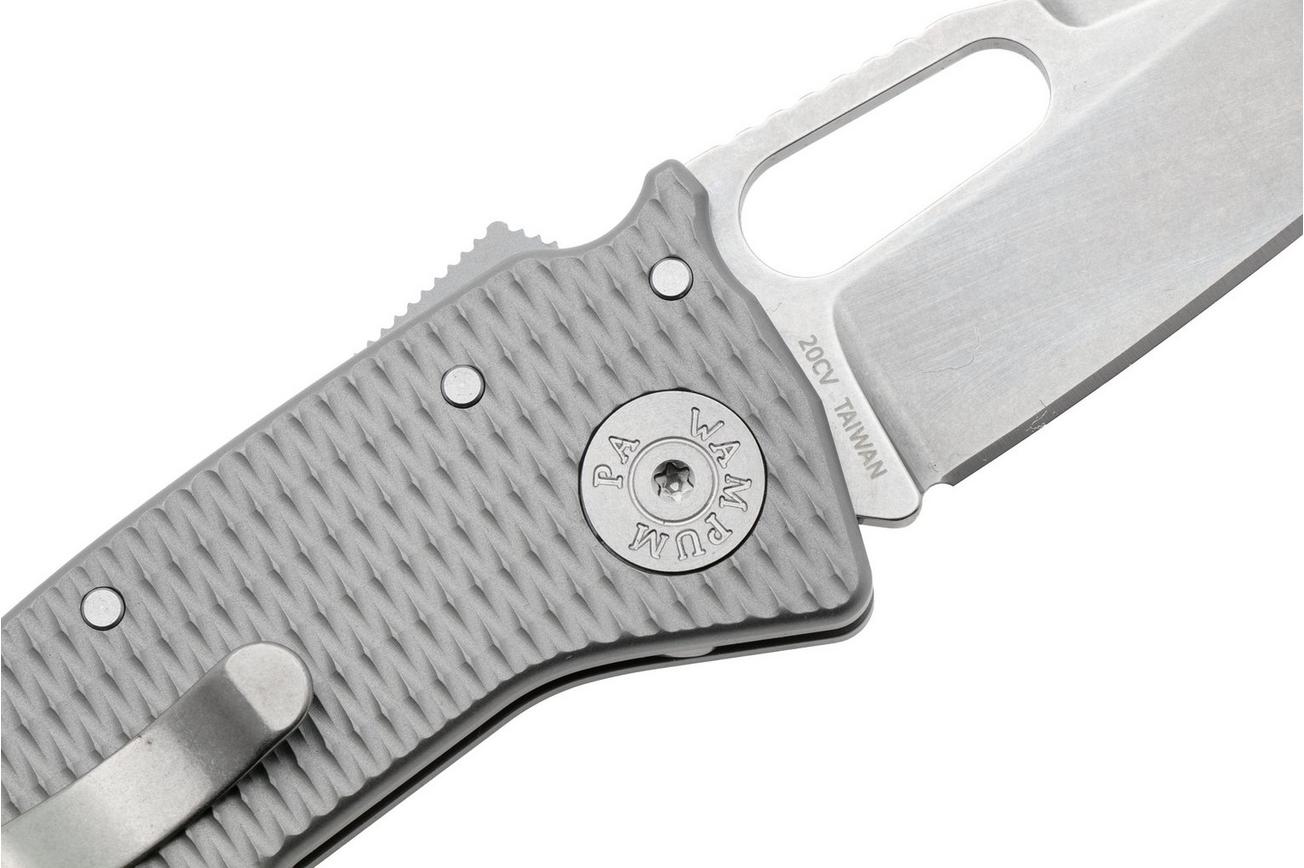 Demko Nano-Shark, NANO-20CV-MILLED TI-SF, Stonewashed CPM 20CV Shark Foot, Milled Titanium zakmes