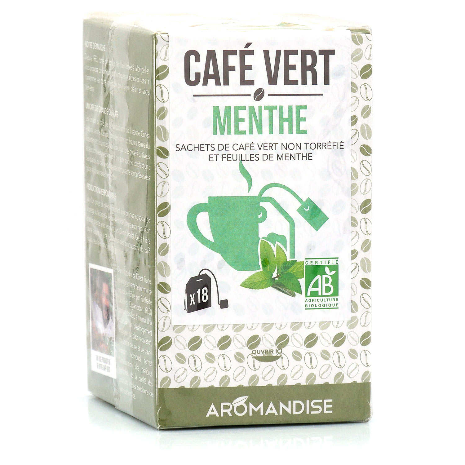 Café vert à la menthe bio en sachet à infuser