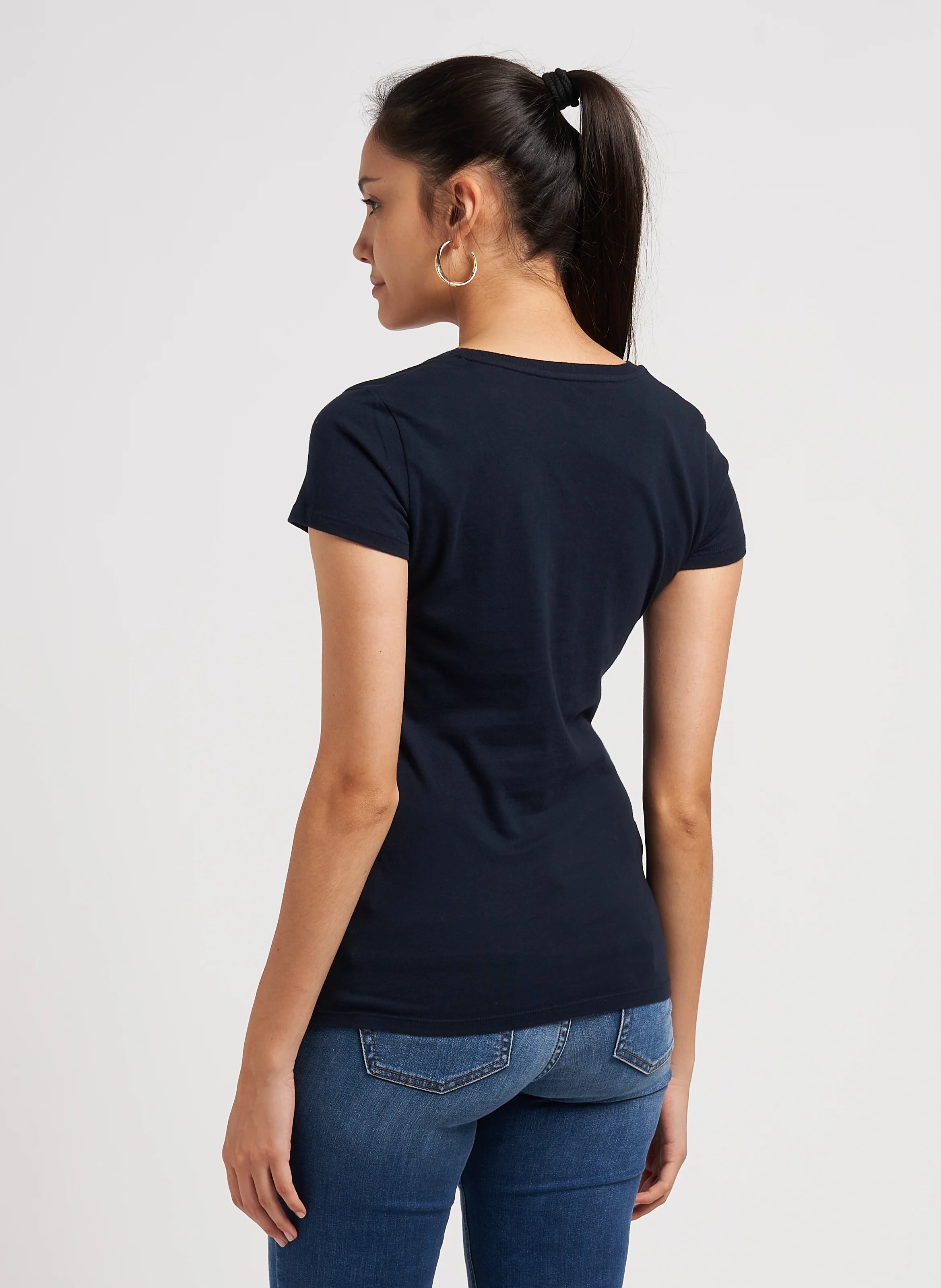 Tee-shirt col V en coton | Bleu