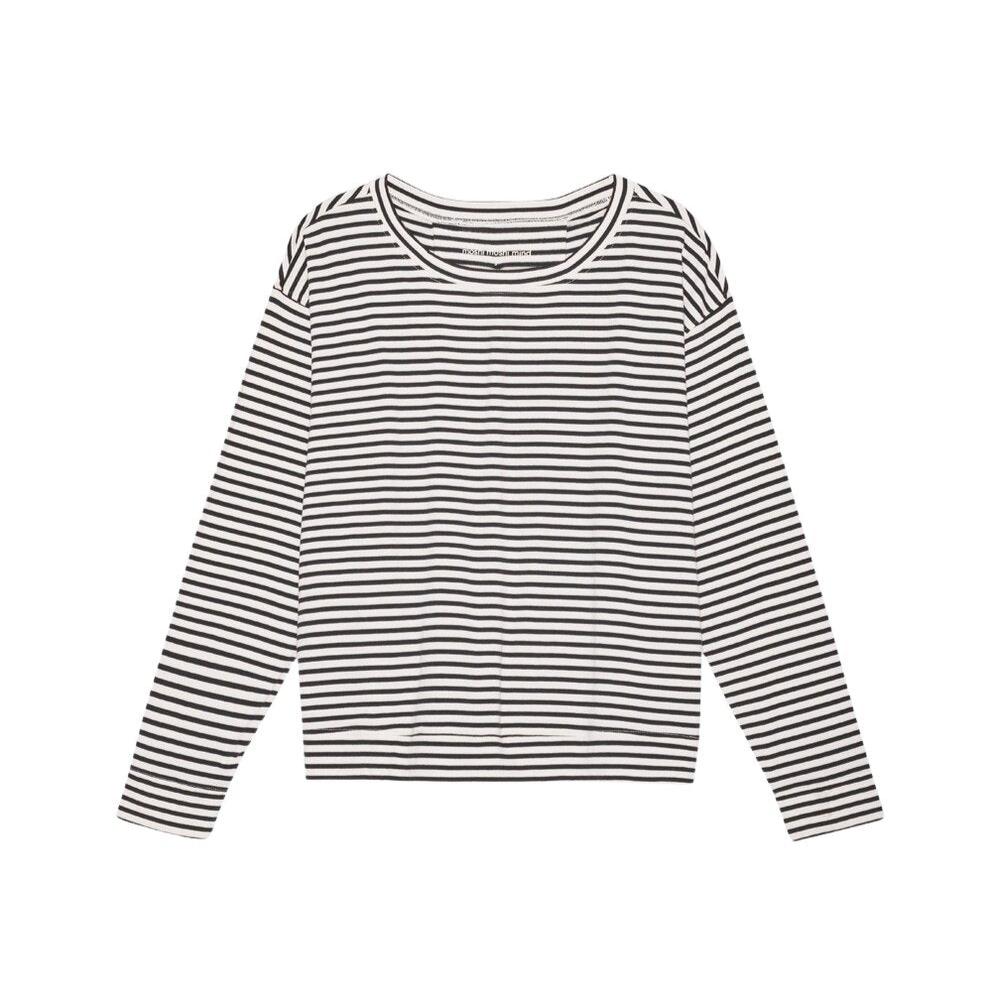 Moshi Moshi Mind  Moments stripe langærmet t-shirt - ecru/moonless night