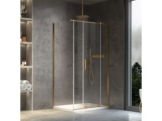Cabine De Douche Rea Montana 100X90 Brush Gold