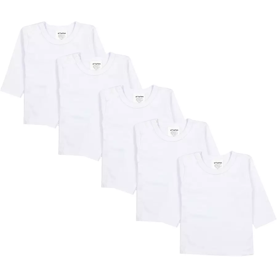 TupTam Baby Jungen Langarmshirt 5er Set weiß