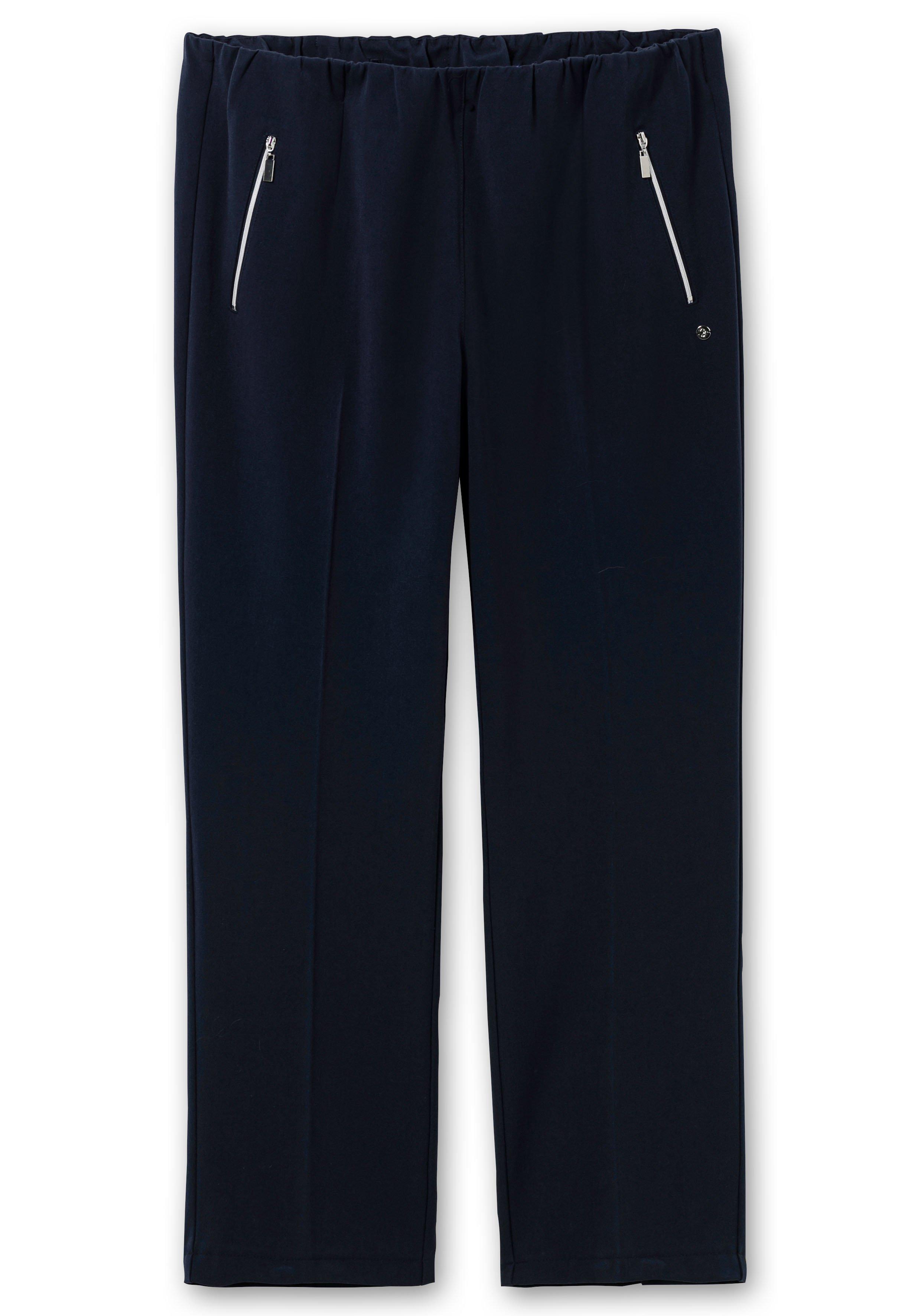Schlupfhose mit Bügelfalten und Deko-Zipper