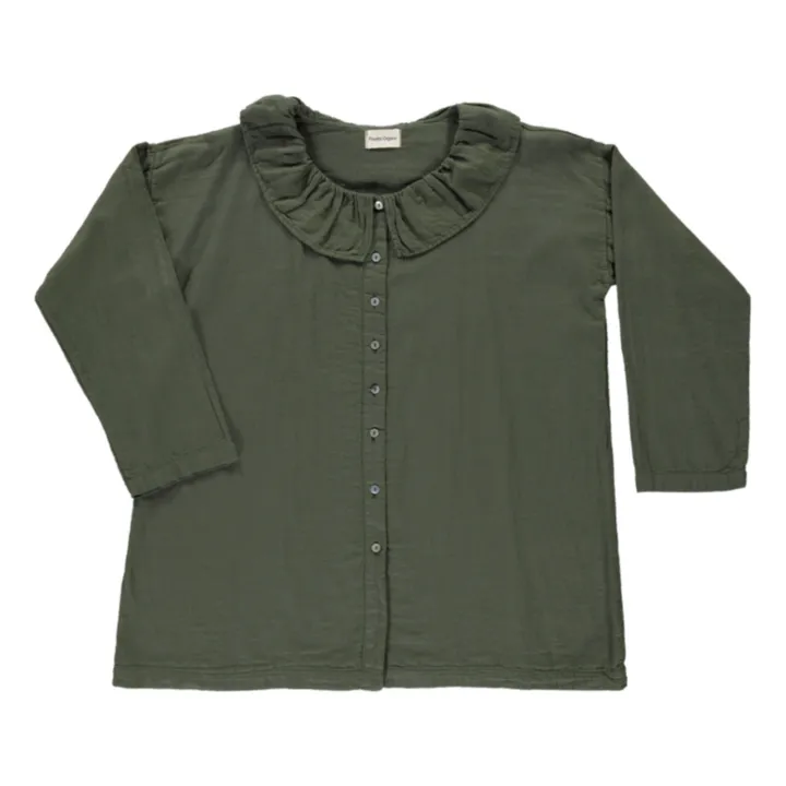 Poudre Organic Blouse Double Gaze de Coton Bio Aronie | Vert foncé