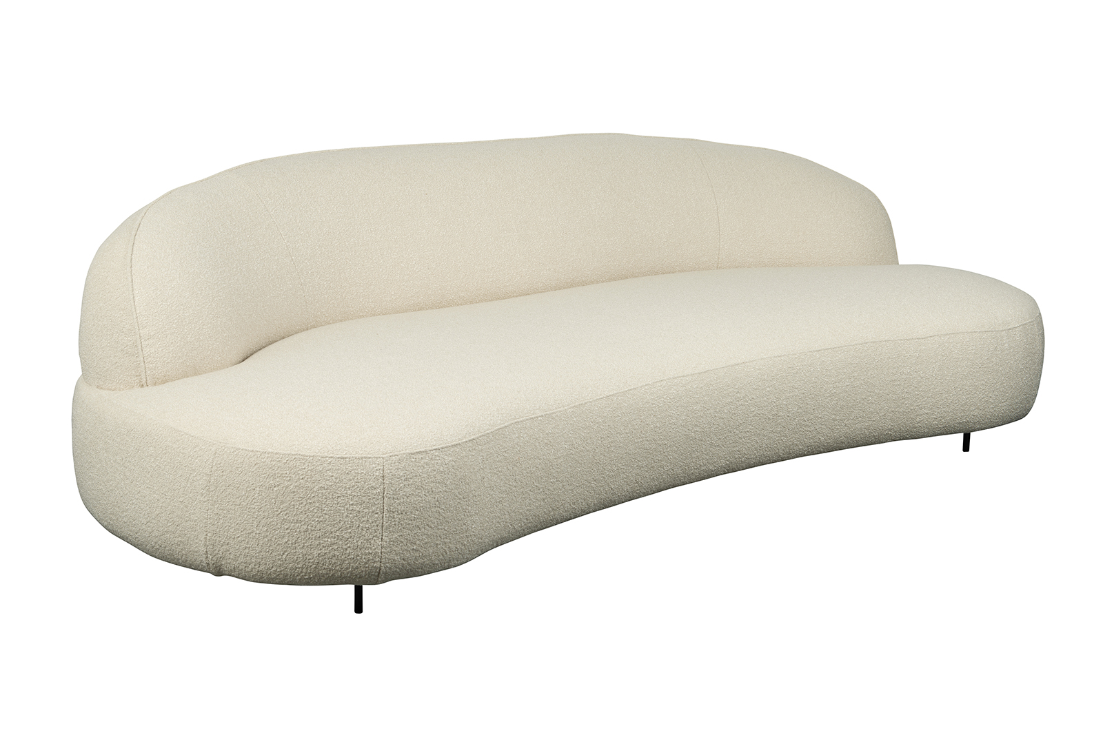 Aria sofa 3-seter. I bouclétekstil Gianni Cream med sorte metallben.