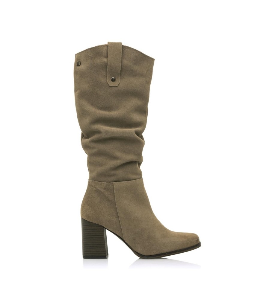 Botas casuais Mustang Porto em couro marrom - Altura do salto: 7,5 cm -