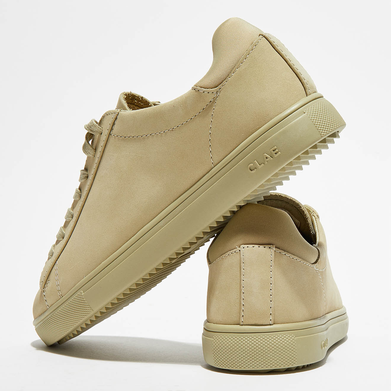 Clae Baskets en Cuir Bradley vertes