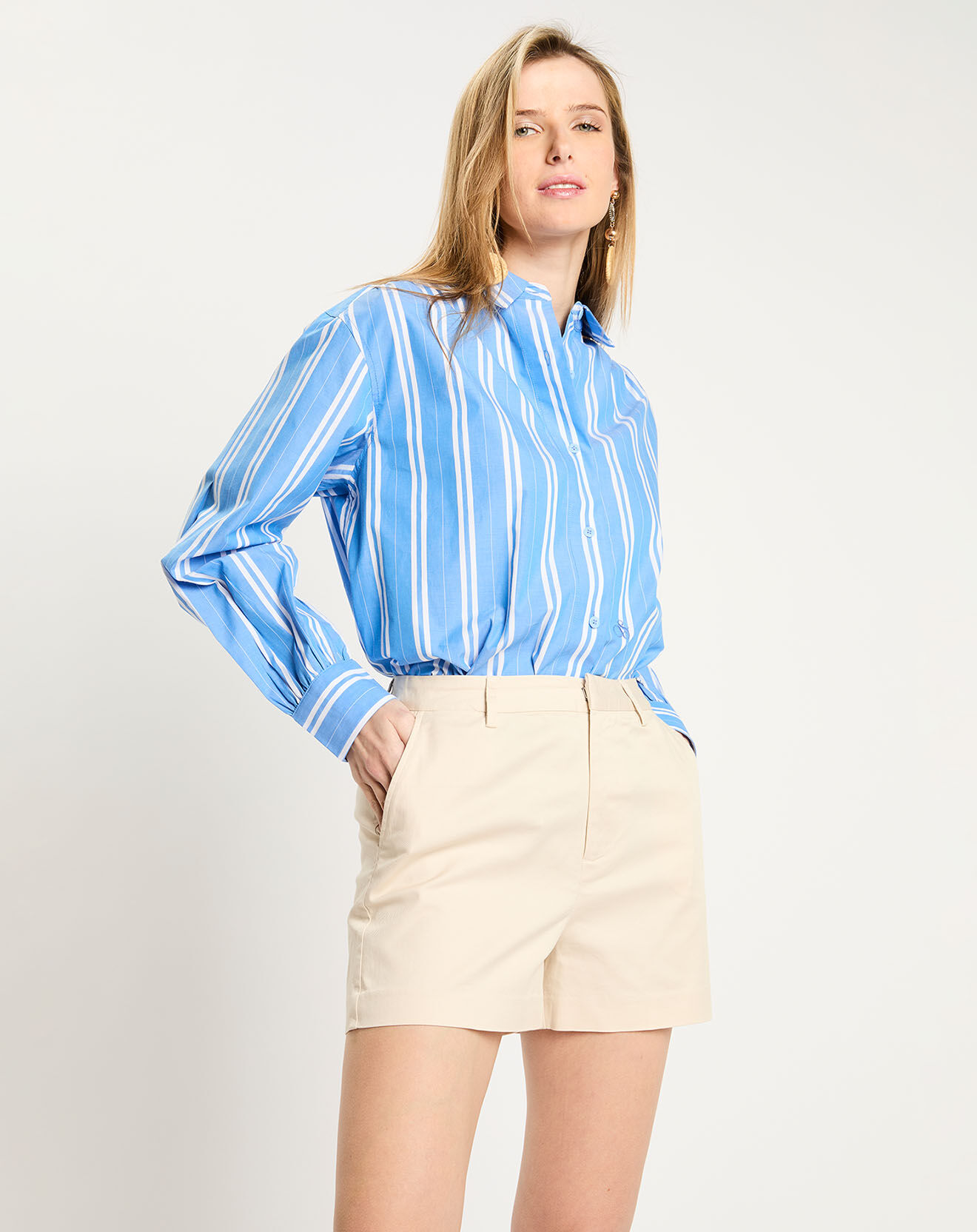 Scotch & Soda Chemise ample à rayures bleu/blanc