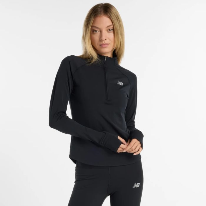New Balance Dame Trøjer NB Harmody Half Zip LS Tee Sort