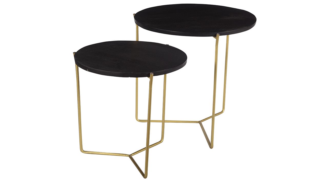 Bijzettafelset black brass Mason ⌀52  x H53 cm