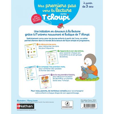 Mes premiers pas vers la lecture avec T'choupi : une initiation en douceur avec des autocollants