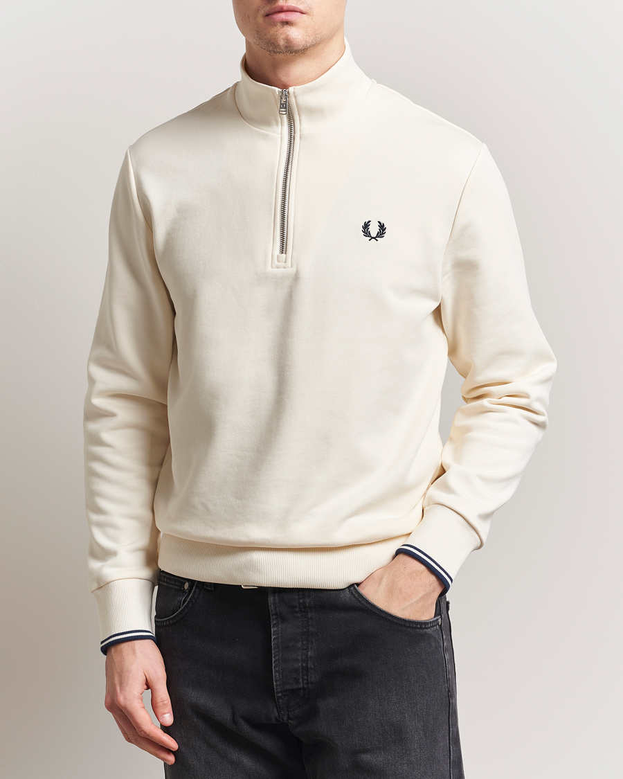 Fred Perry Half Zip Sweatshirt Ecru