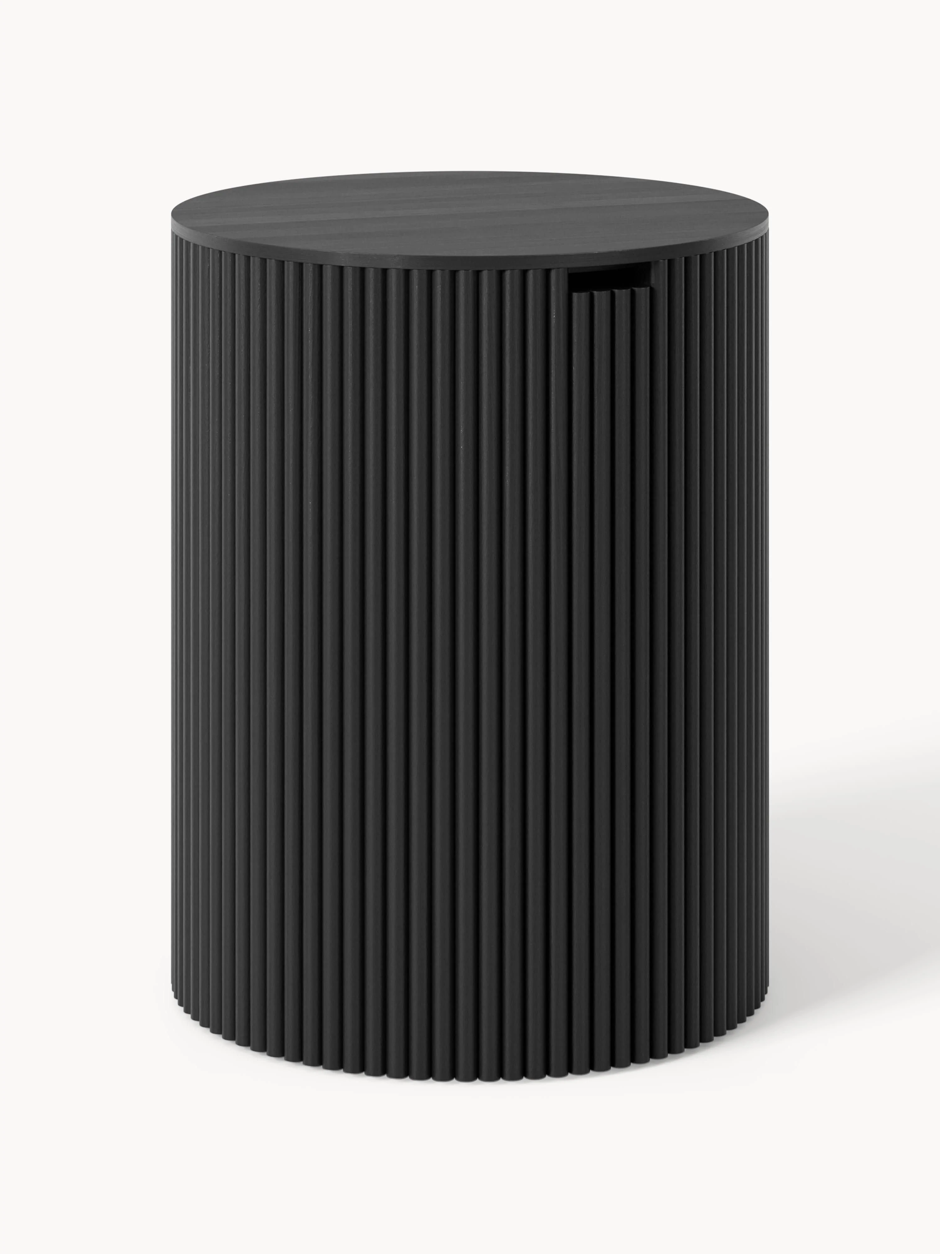 Ronde houten bijzettafel Nele met opbergruimte