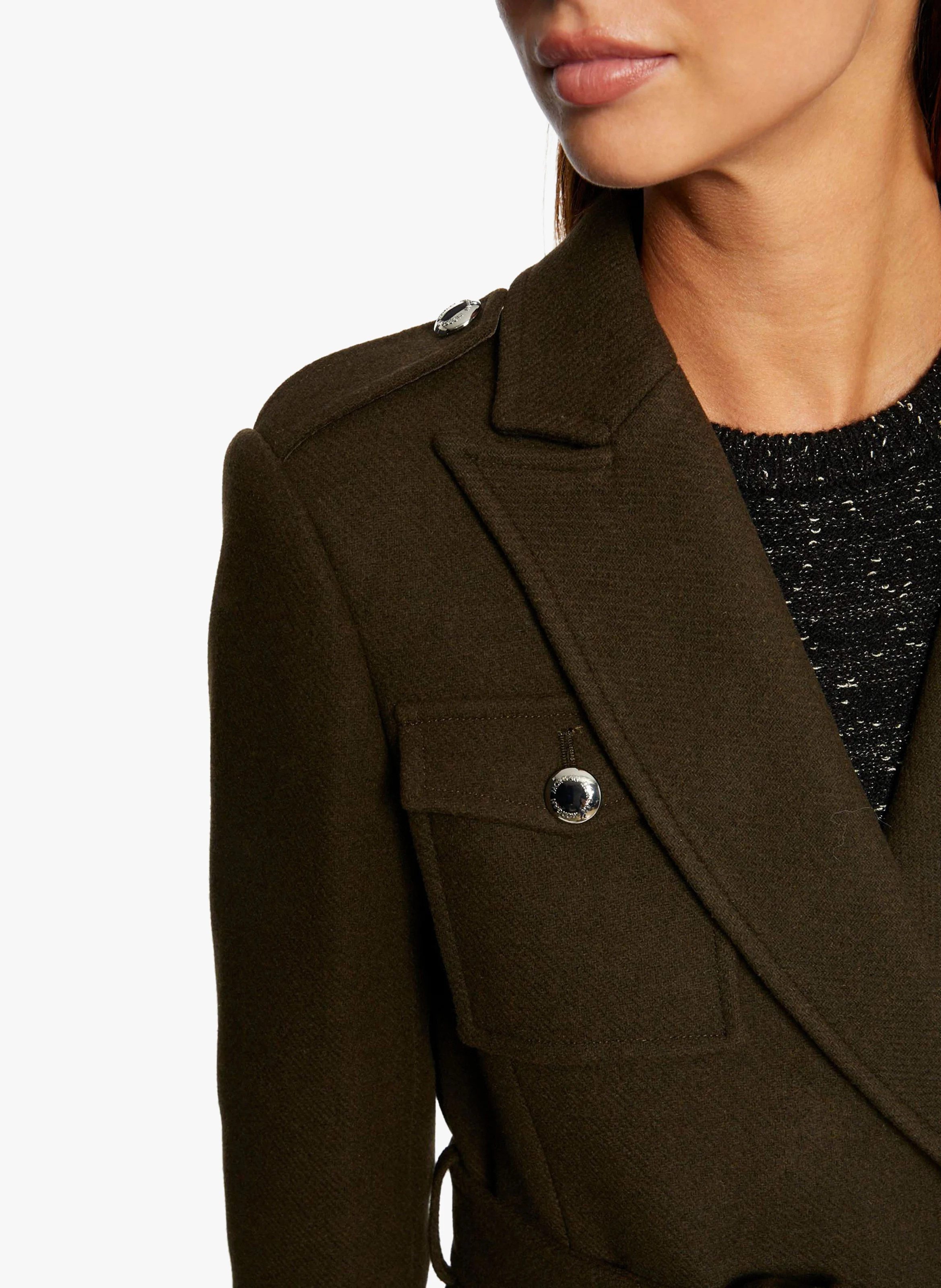 GARMY - Manteau cintrée à col tailleur | Kaki