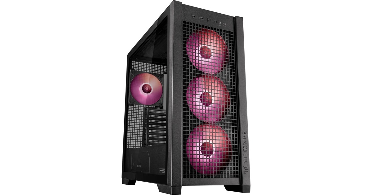 ASUSTUF Gaming GT302 ARGB midi tower behuizing  (Zwart | 2x USB-A | 1x USB-C | RGB | Tempered Glass)