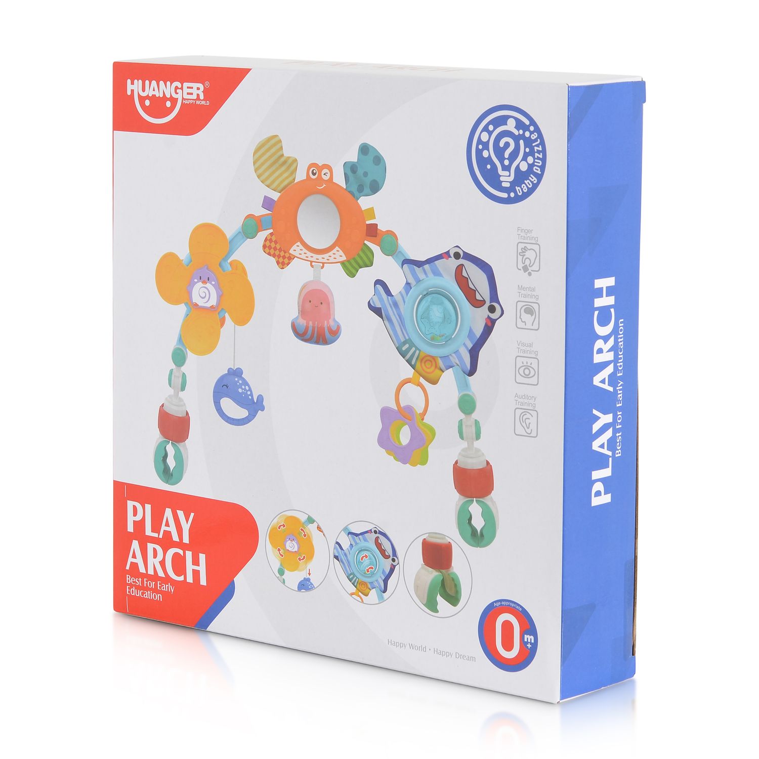 Moni Spielbogen für Kinderbett, Kinderwagen, Spielmatte Rassel Beißring Motorik grün