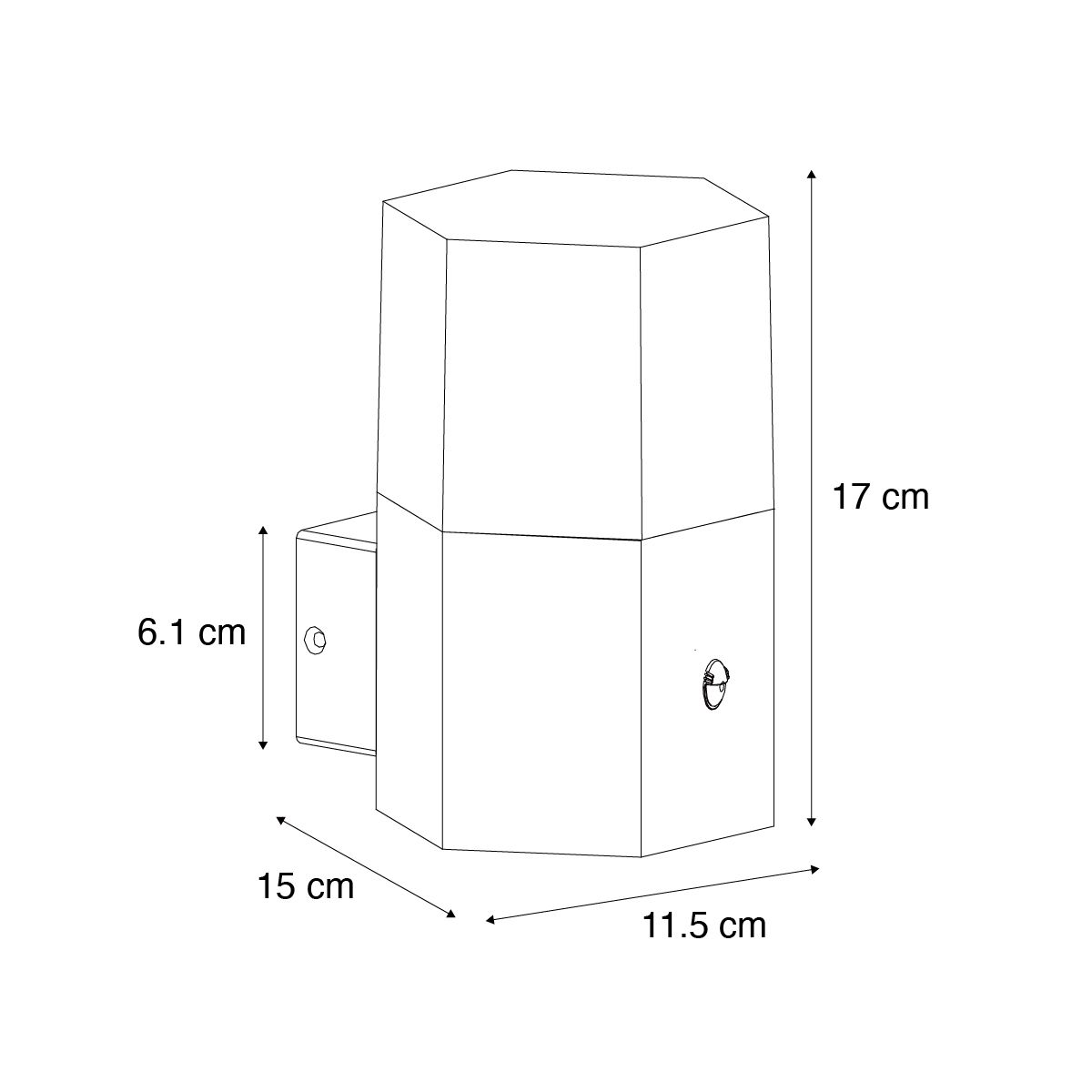 Buiten wandlamp zwart met smoke glas zeshoek en bewegingssensor - Denmark