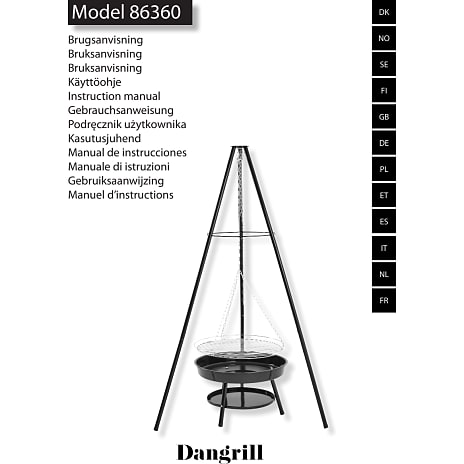 Treviso tripod bålsted m/bålfad og rist - sort