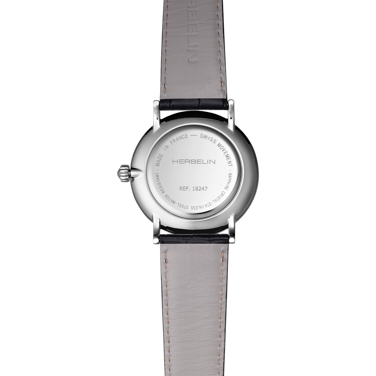 Montre HERBELIN Inspiration homme analogique acier bracelet cuir noir