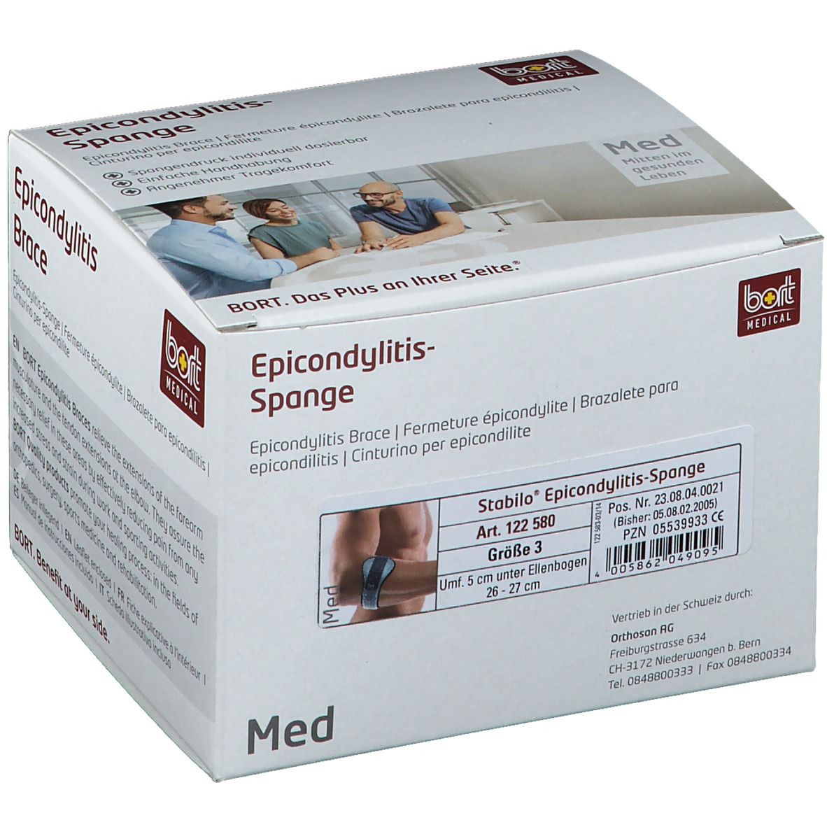 BORT Stabilo® Epicondylitis-Spange mit ulnarer Entlastung Gr. 3 grau