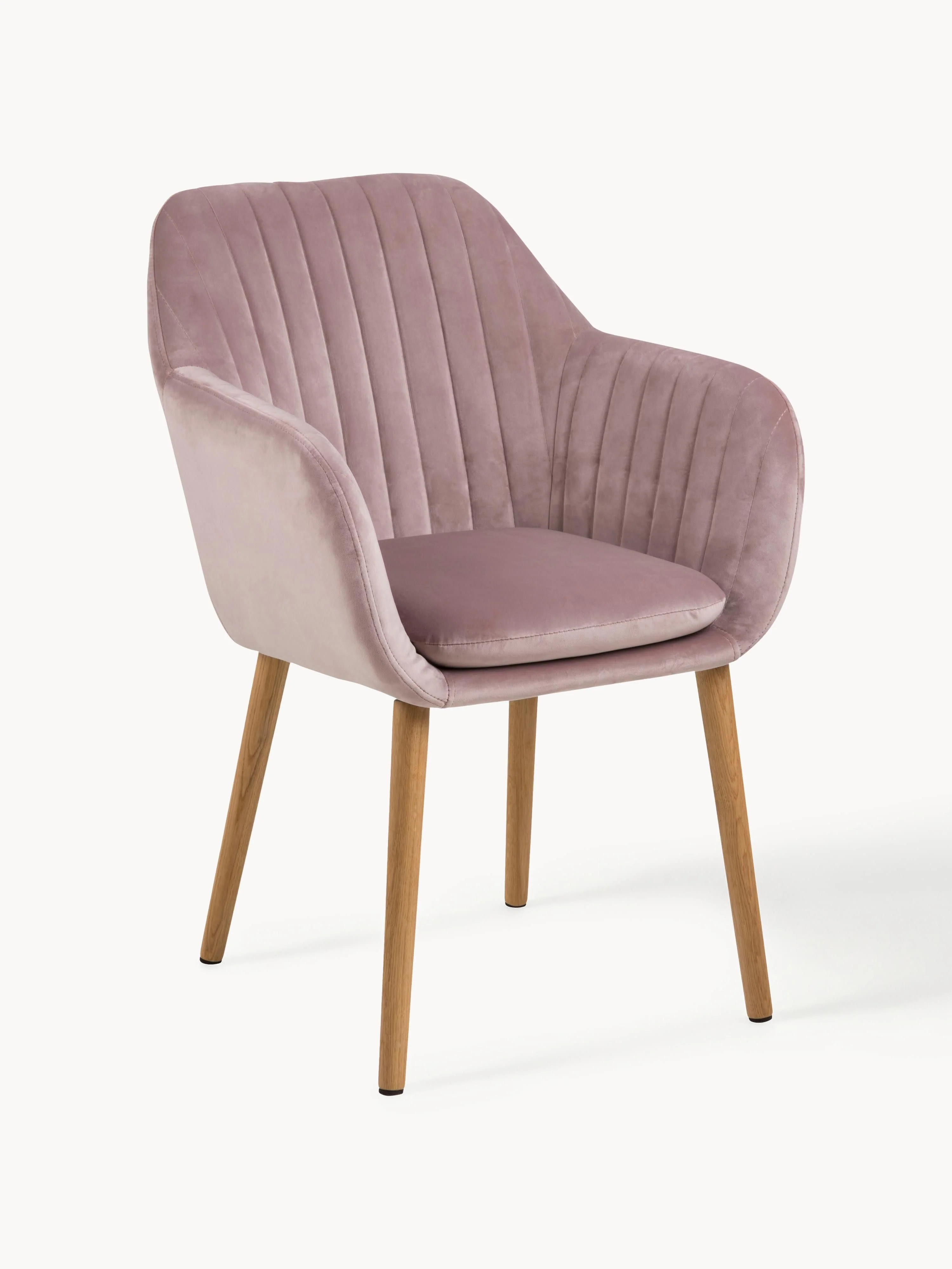 Fluwelen armstoel Emilia met houten poten