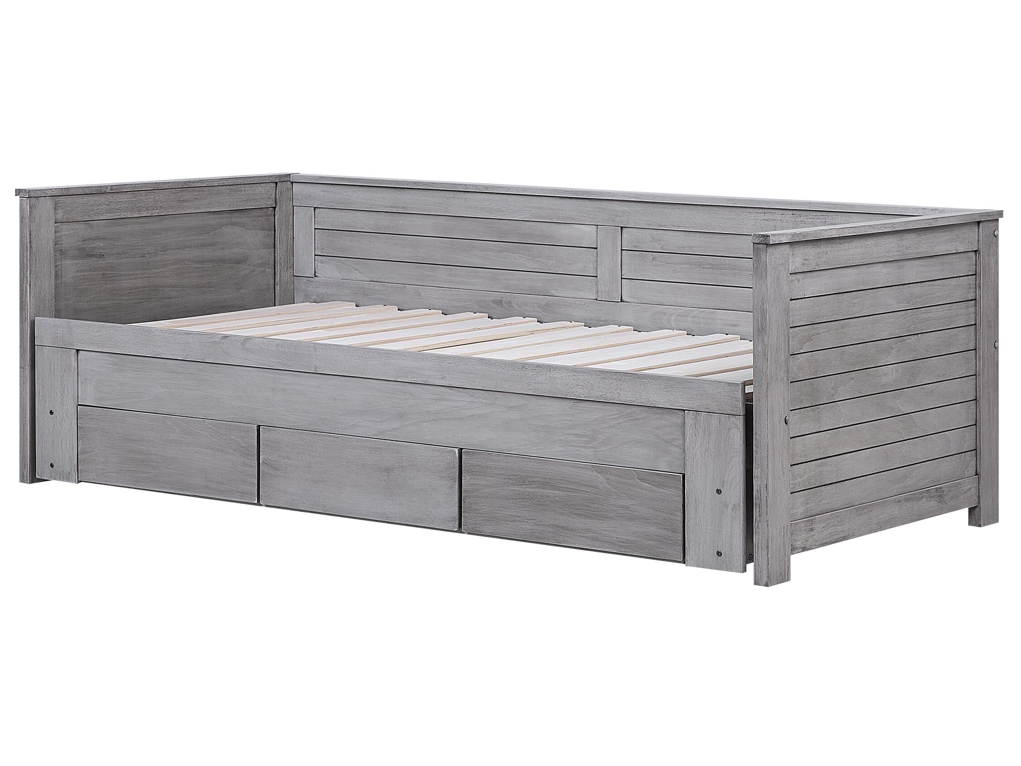 Bed met opbergladen Hout CAHORS 90 x 200 cm Grijs