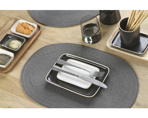 Geweven ovaal grijs placemat 30 x 45 cm
