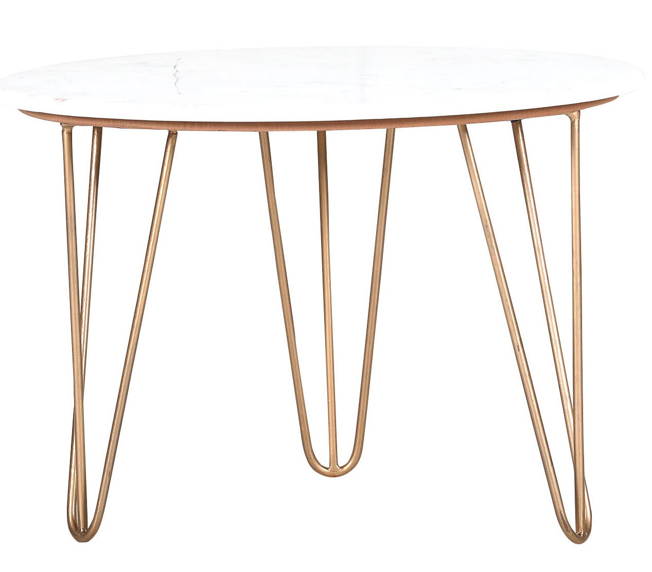 INTERhome Couchtisch STEEN 65 x 45 cm Marmor weiß/ goldfarbig