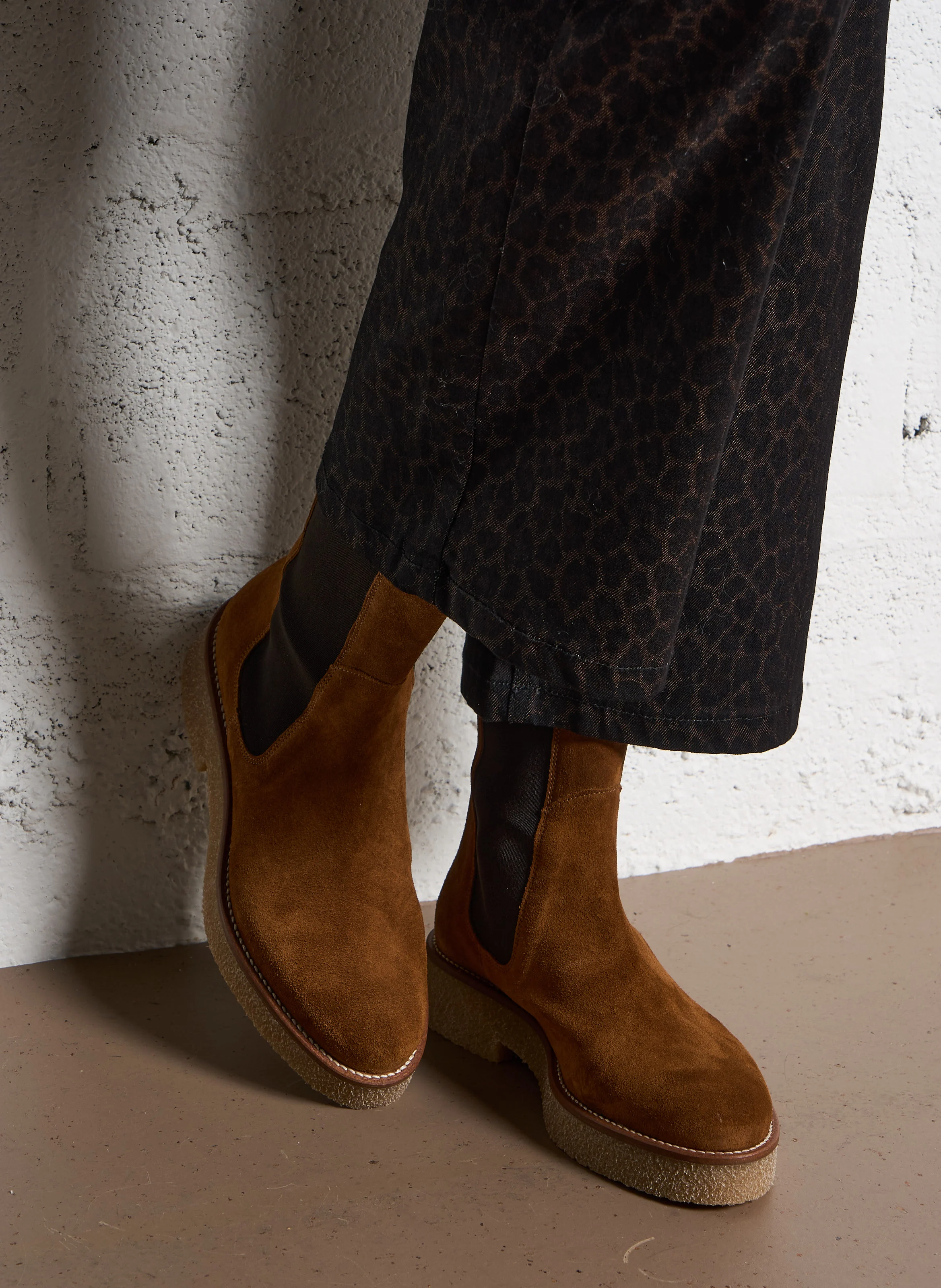 Bottines en cuir velours | Marron