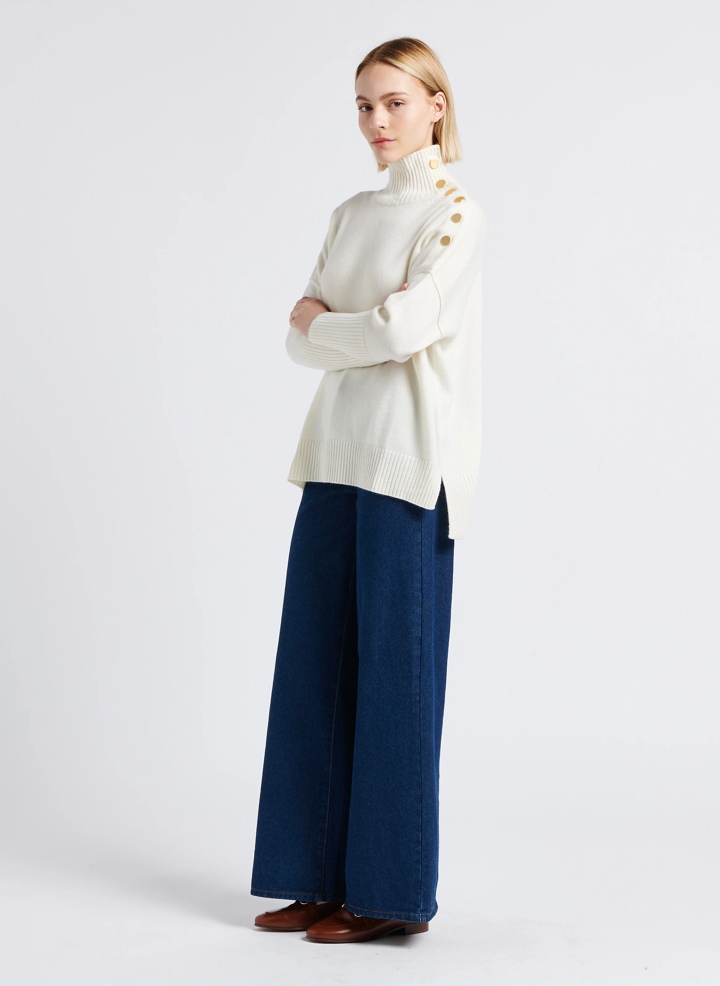 PINKO - Pull à col montant en cachemire | Blanc