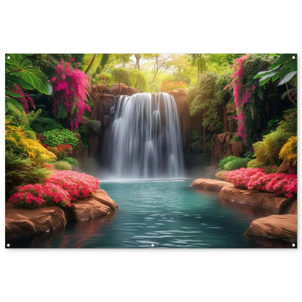 MuchoWow Tuinposter 180x120cm Waterval Natuur Planten Jungle