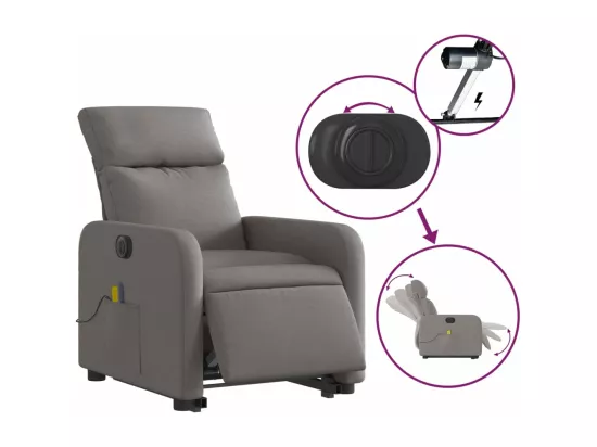 Fauteuil inclinable massant électrique Taupe Tissu